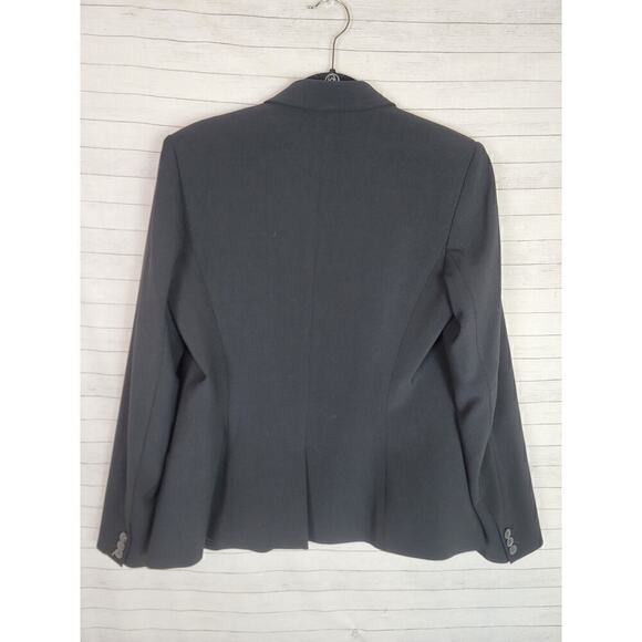 THEORY SINGLE BUTTON WOOL BLEND BLACK BLAZER, SZ 12 - Picture 8 of 12